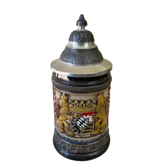 Vintage German Beer Stein Pewter Lid Zoller & Born Coat Of Arms 7" New NWT - Picture 1 of 8
